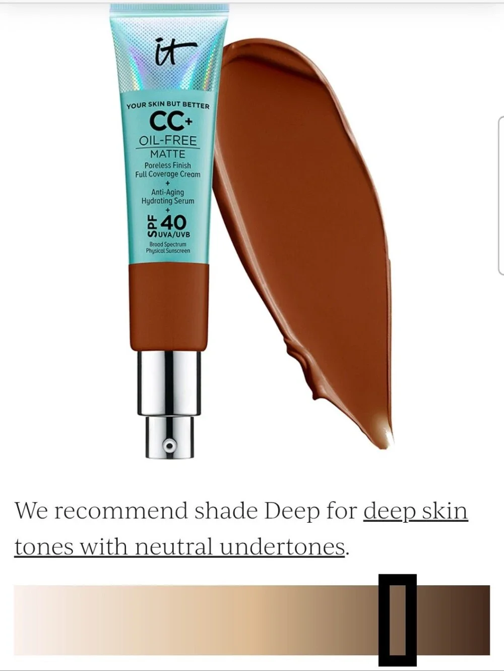 🆕️it cosmetics Foundation Shade 'Deep'